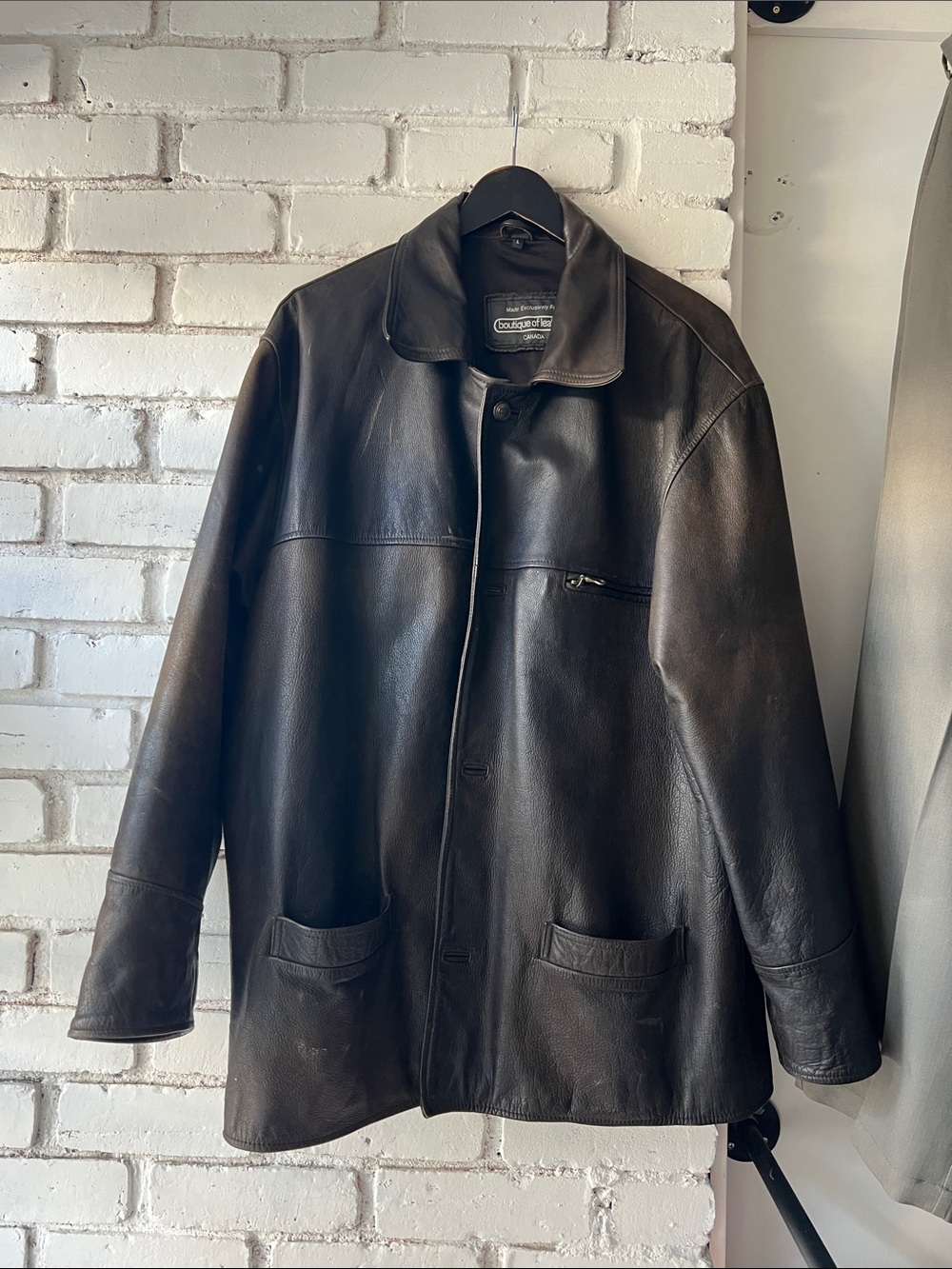 Vintage Boutique of leathers Men's dark patina brow Leather Coat - Classic Style